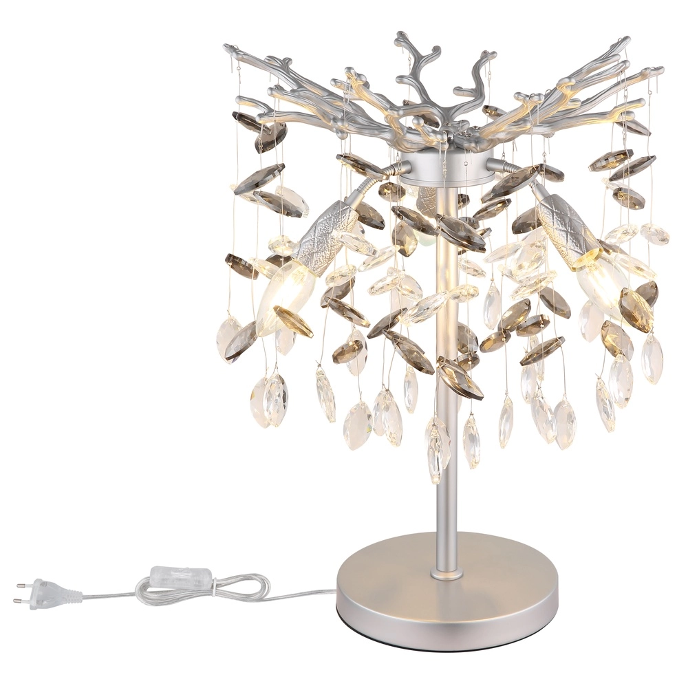Tischlampe Queena silbergrau Ø 36cm Globo 9007371525683