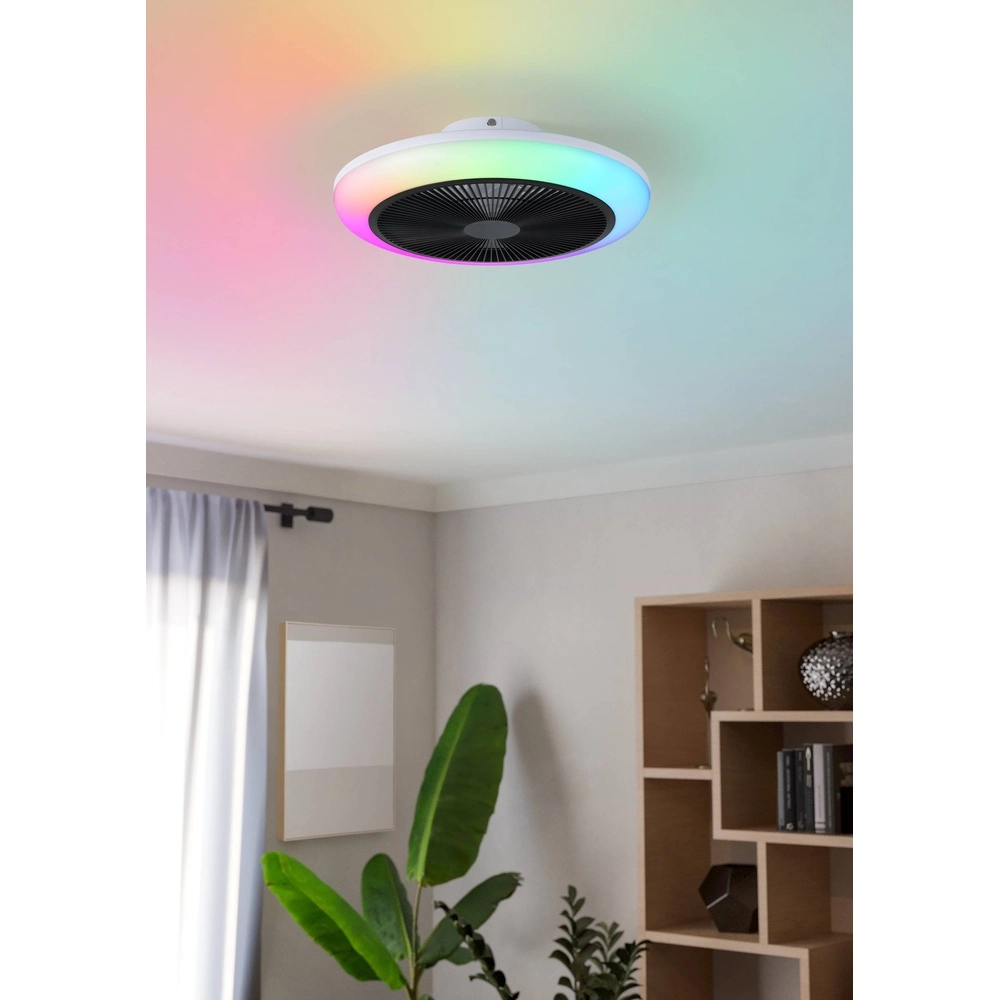 Deckenventilator Sayulita weiß mit schwarz Ø 46cm RGB Eglo 9002759352165