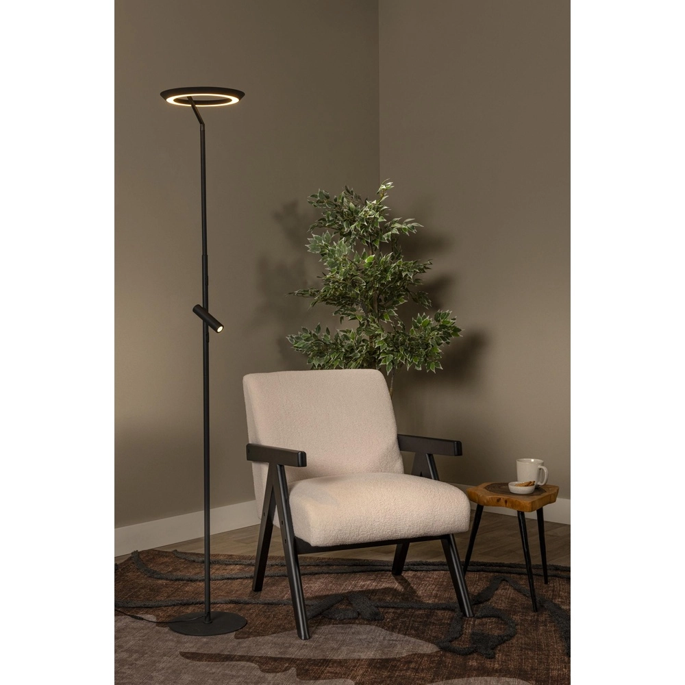 Design-Stehlampe Celeste schwarz Ø 28 cm mit Leselampe Lucide 5411212032263