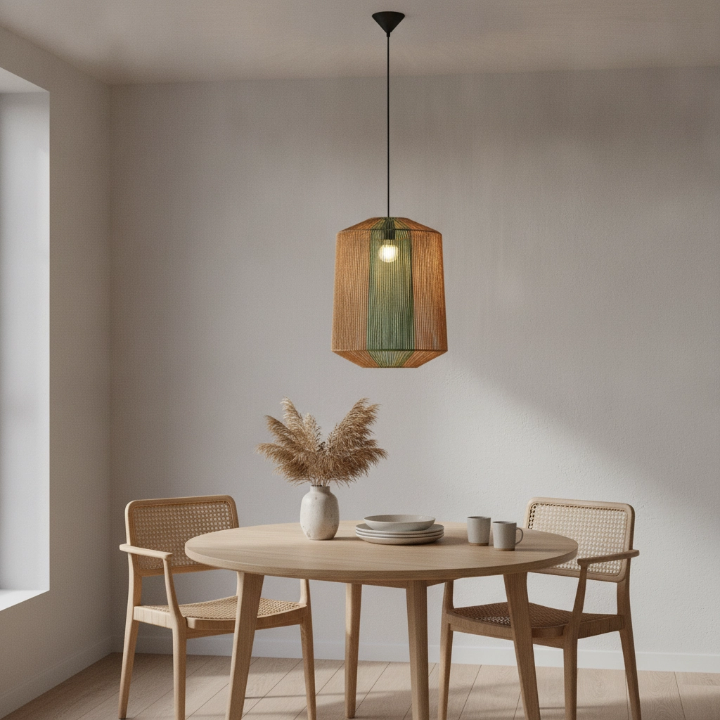 Pendelleuchte Dena Ø 38cm braun mit grün
