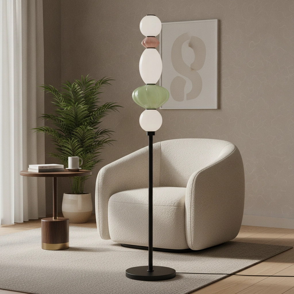 Stehlampe Oneta weiß - rosa - grün