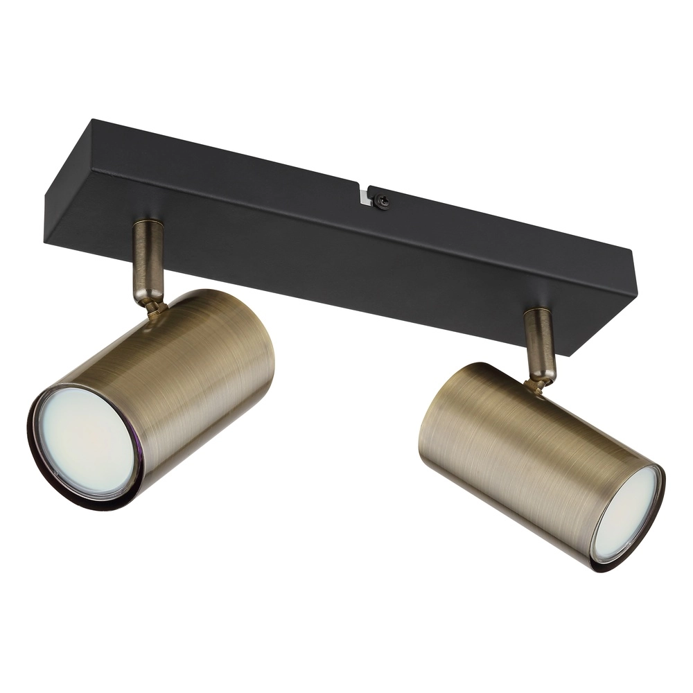 Deckenlampe 2-Leuchten Robby Schwarz mit Bronze Globo 9007371439980