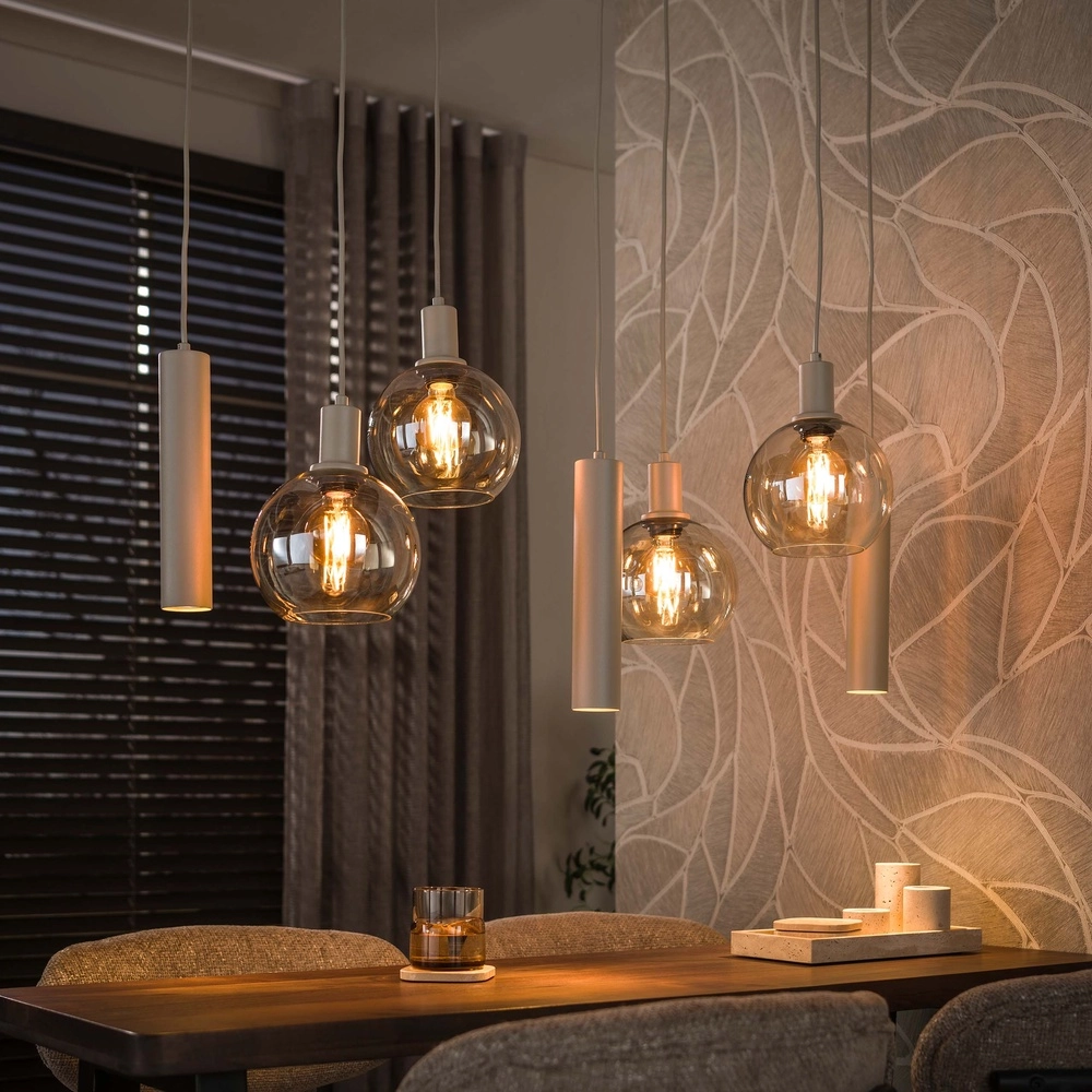Design-Pendellampe Sfera 7-hell sandbraun