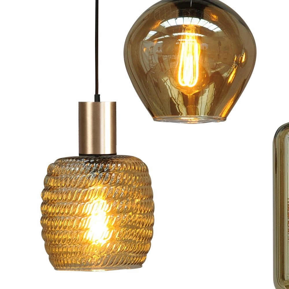 Schwarze Hängelampe mit Gold Bounty Curio-Glas mit 8 Lichtern Masterlight 8718121256009