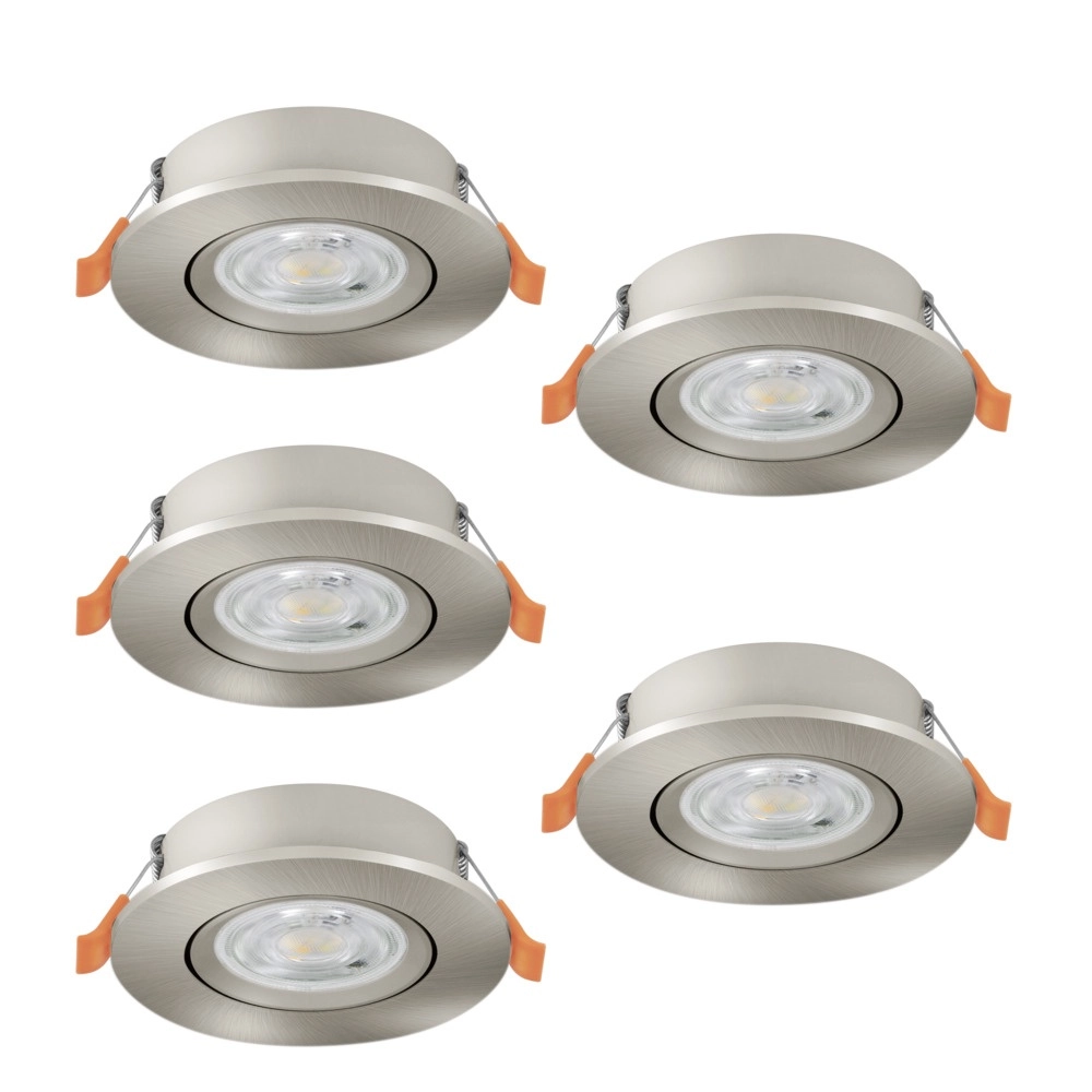 Set mit 5 Einbaustrahlern Barranco nickel Ø 9cm - 3-stufig CCT