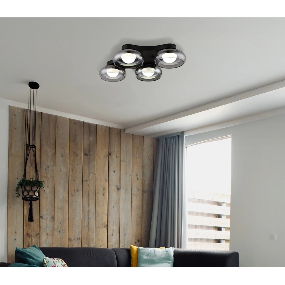Design-Deckenlampe Carlene 4-Licht Schwarz Globo 9007371575176