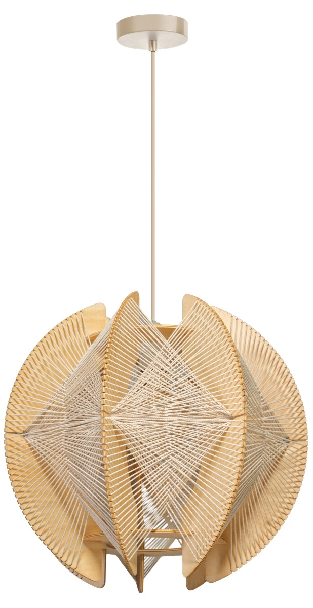 Holz-Pendellampe mit Drähten Jessica Eiche – Ø 50 cm