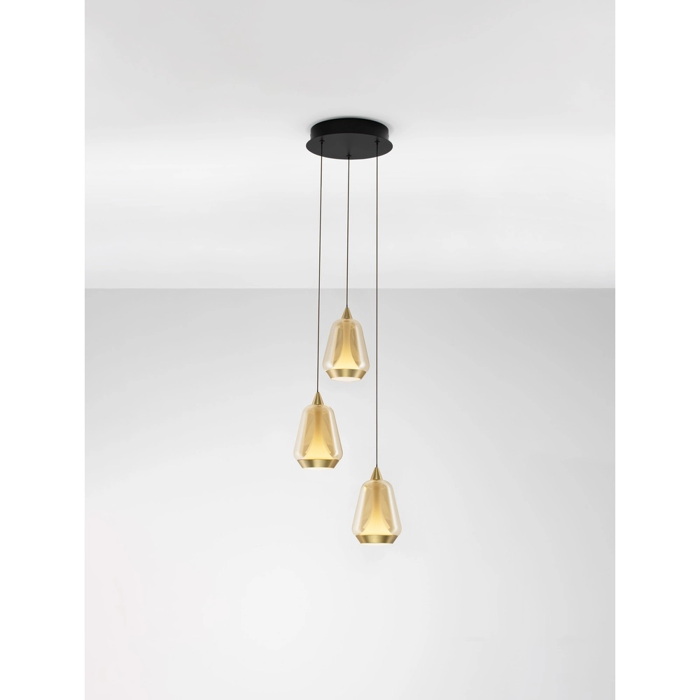 Design-Pendelleuchte Alish 3-flammiges Braunglas Lyora 5212017477712