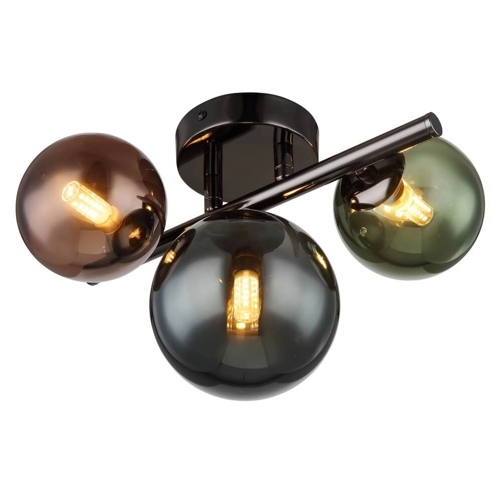 Schwarze Wandleuchte Riha Farbiges Glas 3-flammig