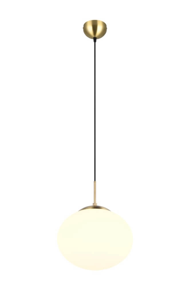 Ovale Hängelampe Fomento Ø 30 cm – Messing mit weißem Glas