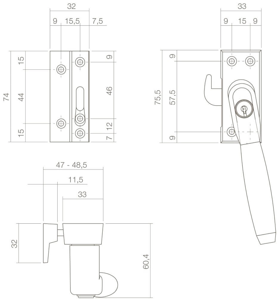 Schließen der Fenster Ton 400 abschließbar links Intersteel 8714186130889