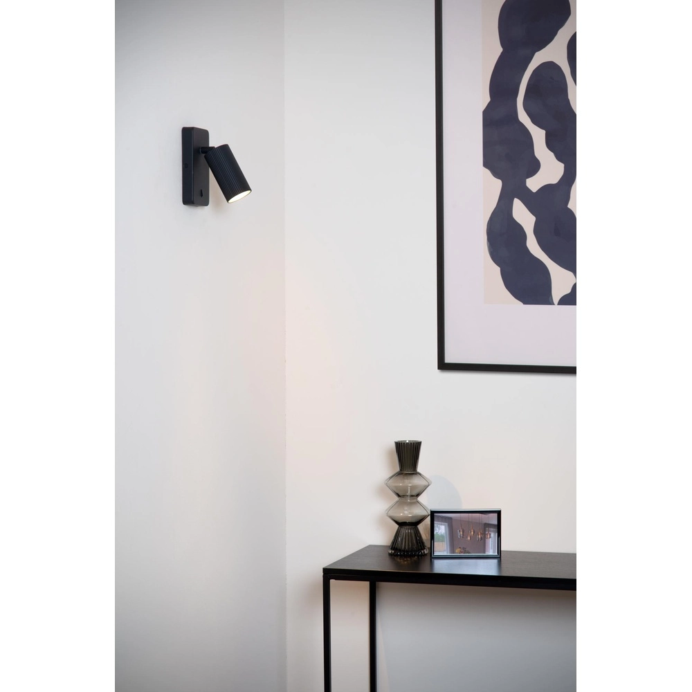 Nachttischlampe Clubs Schwarz mit Schalter Lucide 5411212093400