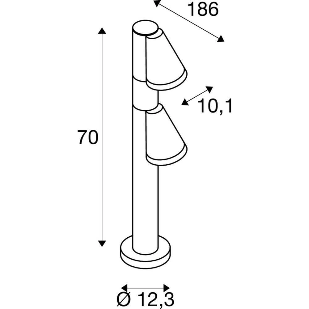 Beleuchtung des Weges T-Tube 70 Pole 70cm schwarzes Doppelbett SLV 4024163291569