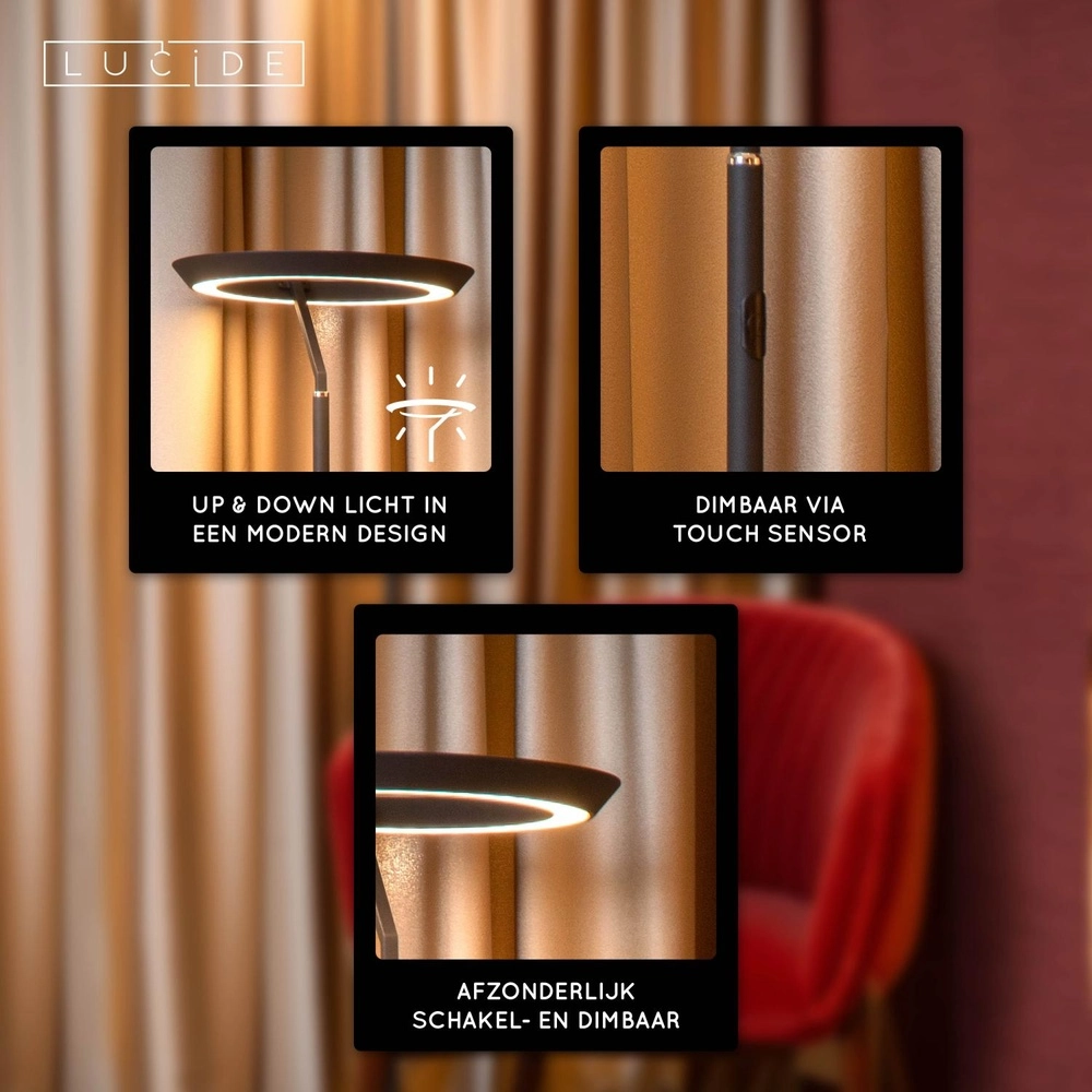 Design-Stehlampe Celeste schwarz Ø 28 cm Lucide 5411212031938