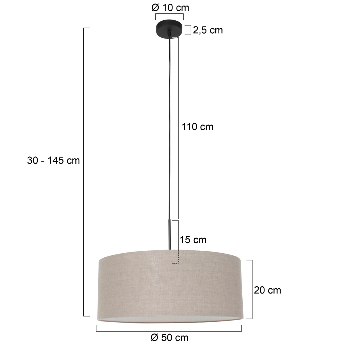Hängelampe Sparkled 50 cm mit taupefarbenem Schirm Steinhauer 8712746146257