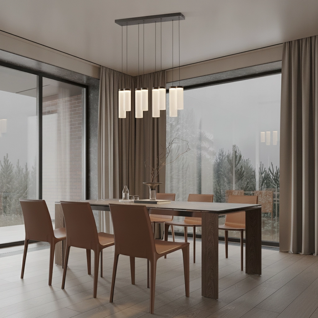 Design-Pendellampe Brielle Anthrazit mit 8-Lampen aus Mokka-Glas