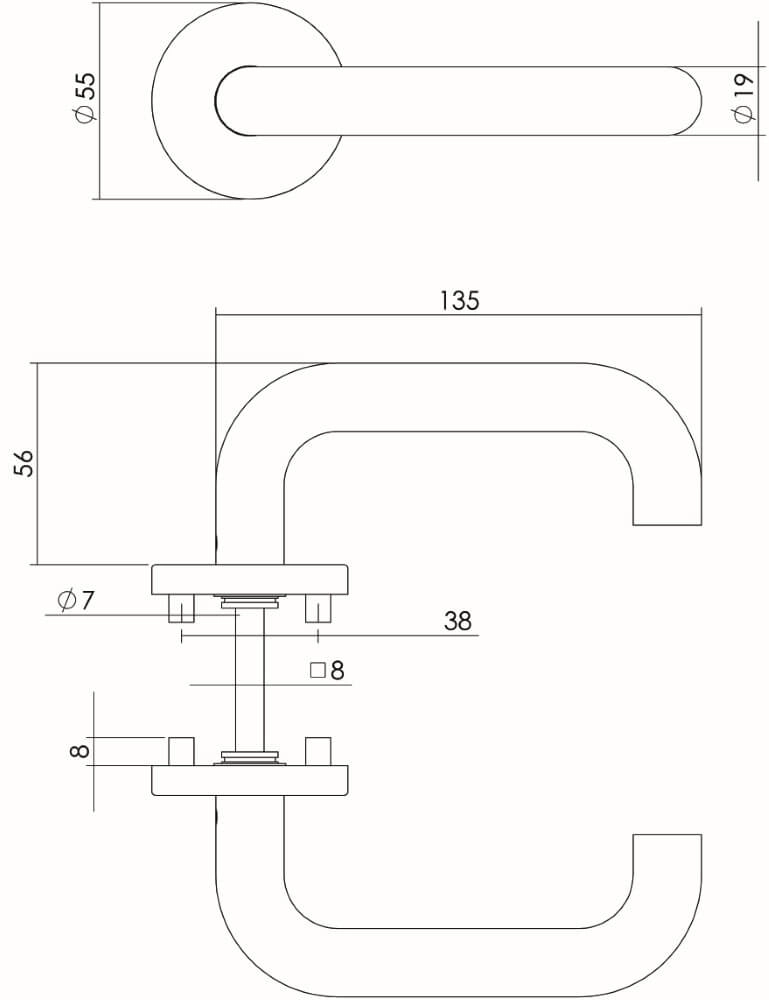 Türklinke Rond auf Rosette Edelstahl Intersteel 8714186087619