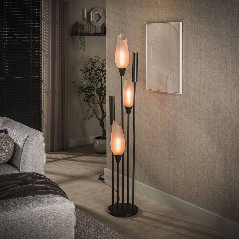Stilvolle Stehlampe Cocoon 3x E27 - 2x GU10 - mattiertes Glas Lyora 8716803511927