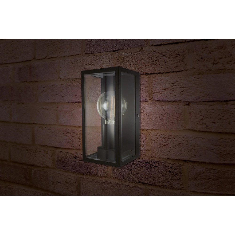 Schwarze Außenlampe Prato E27 – Glas