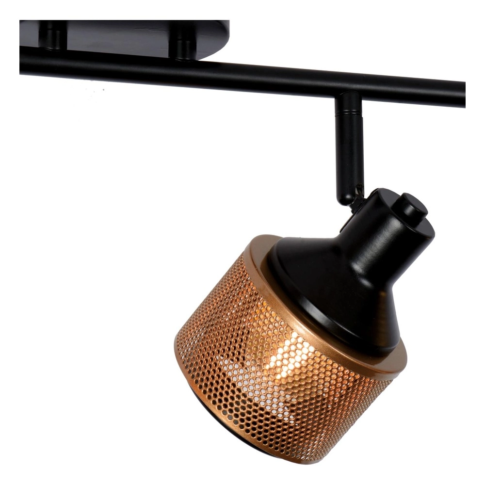 Deckenlampe Rafa 4-Licht Schwarz mit Kupfer Lucide 5411212771308