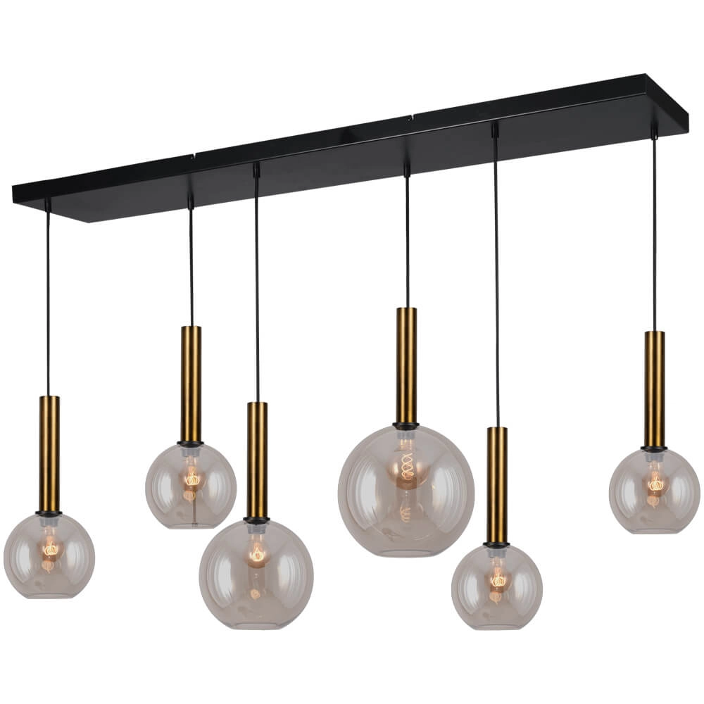 Hängelampe Bella 2 Antikes Messing mit Goldglas