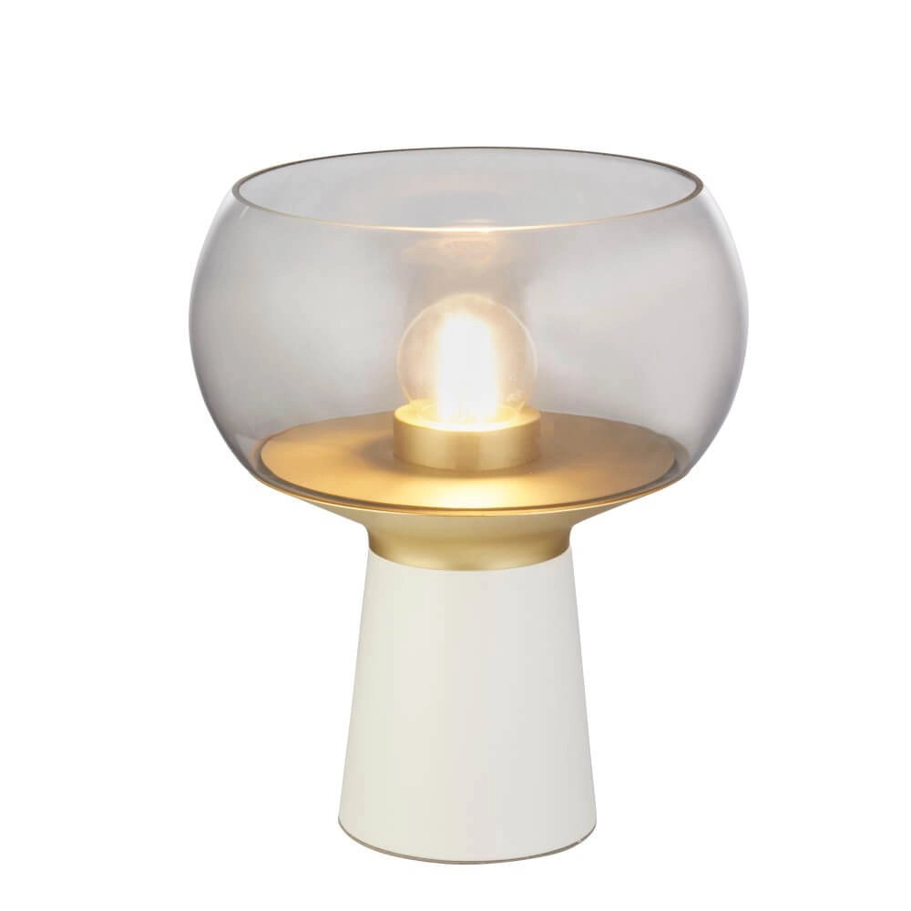 Tischlampe Tablu Weiß/Gold mit Rauchton