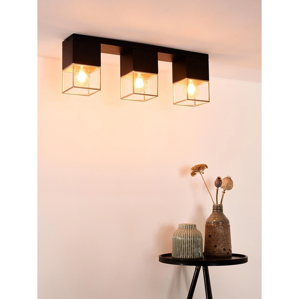 Elegante Deckenlampe Rixt 3-hell schwarz mit Gold Lucide 5411212211064