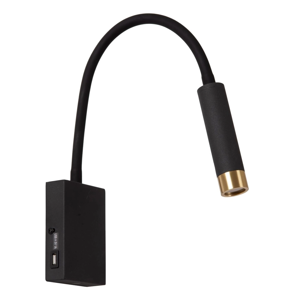 Nachttischlampe Alec schwarz mit USB-Anschluss