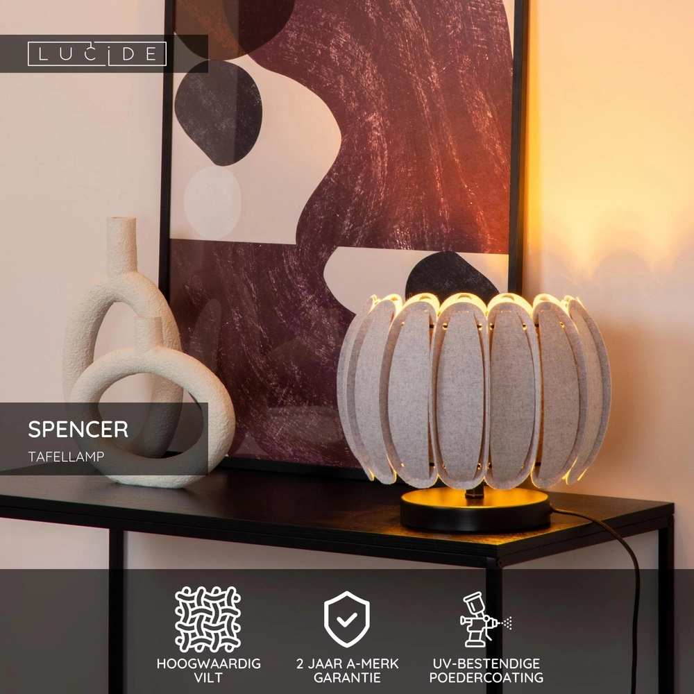 Tischlampe Spencer Grau Lucide 5411212343734