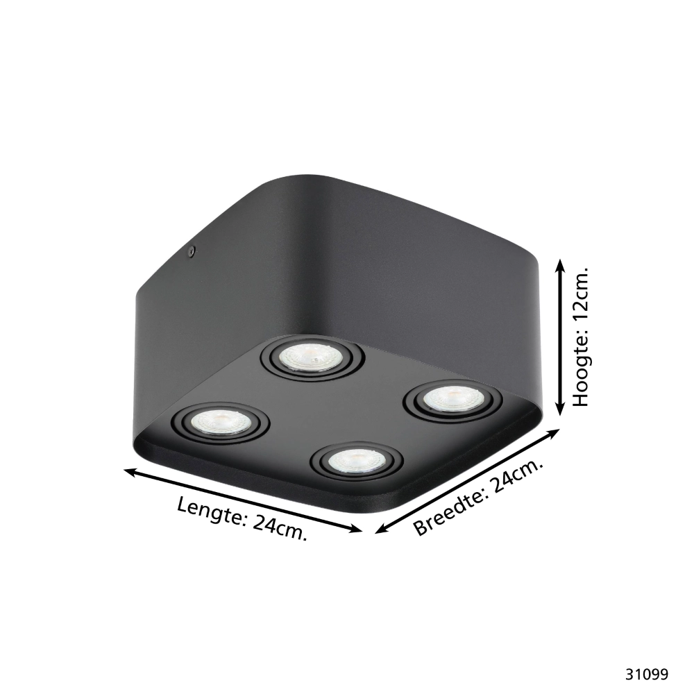 Schwarzer Aufbaustrahler Arenzano 4-flammig Eglo 9002759310998