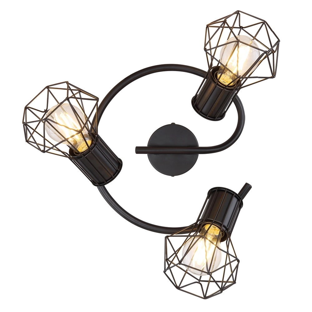 Runde Deckenlampe Priska 3-Licht Schwarz Globo 9007371403172