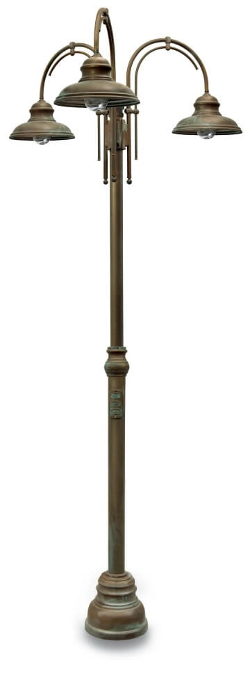 Stehlampe Mill XL – 3-flammig aus gealtertem Messing