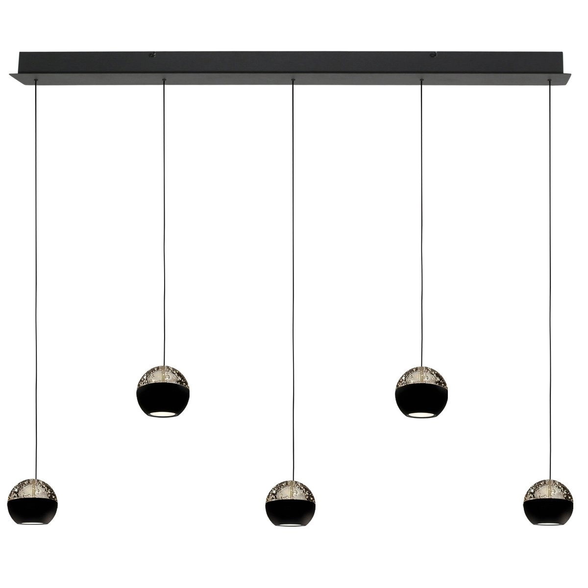 5-Licht Esstisch-Pendellampe Belluno LED – Schwarz mit Glas Steinhauer 8712746183900