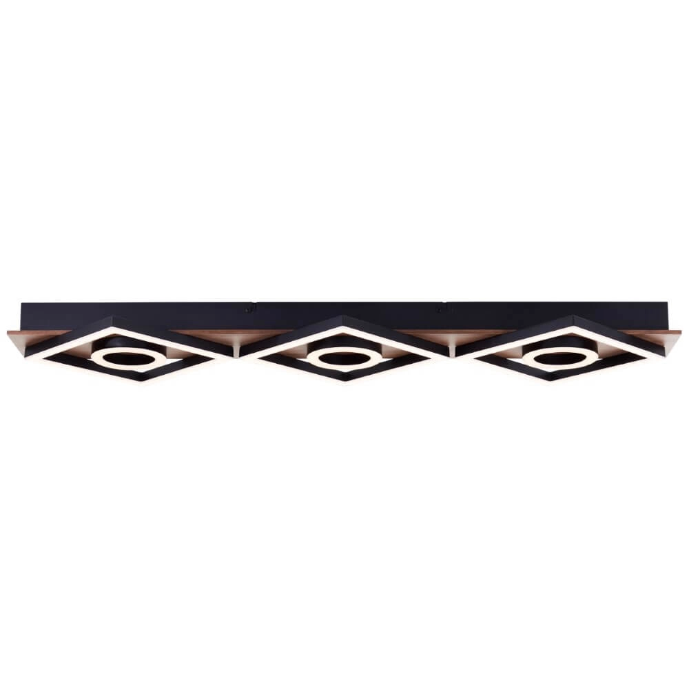 Deckenleuchte schwarz mit Holz Maureen 88cm