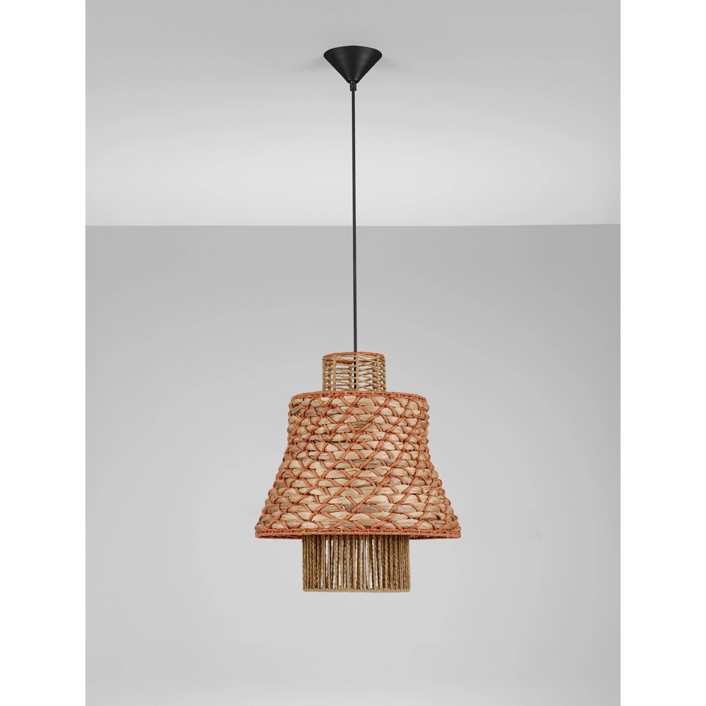 Rattan Pendelleuchte Mande Braun mit Orange Lyora 5212017477378