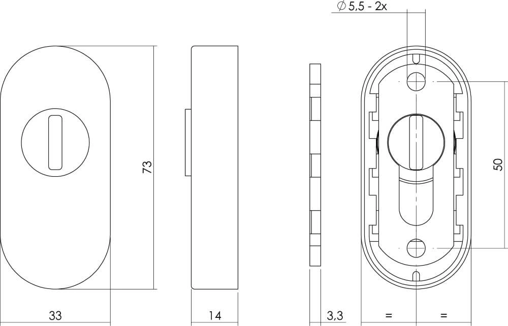 Sicherheitsrosette Salus Rutsche oval Edelstahl Intersteel 8714186388686