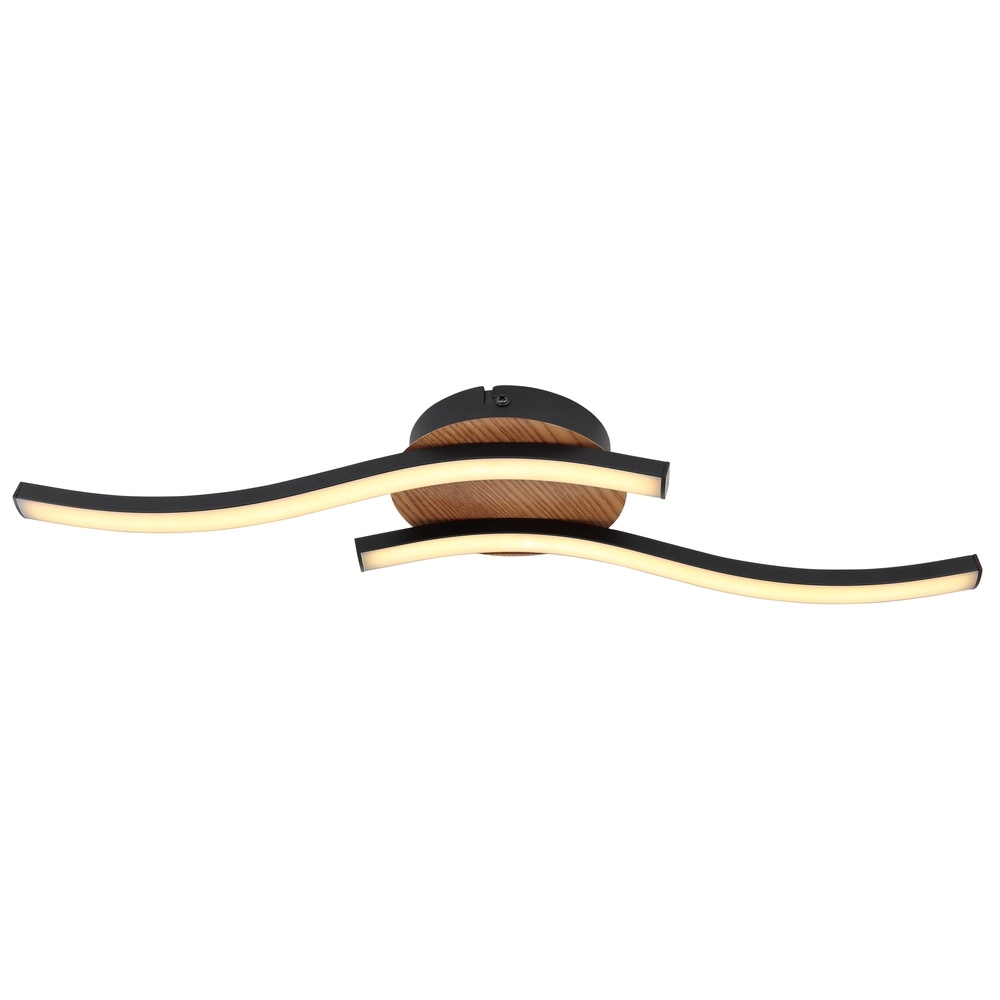 Schwarze Deckenlampe Evita mit Holz Globo 9007371416172