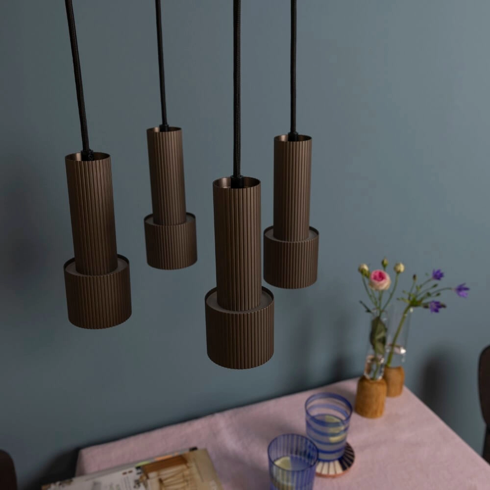 Hängelampe rund Cadiz 4-helles Schwarz mit Bronze Brilliant 4004353446955
