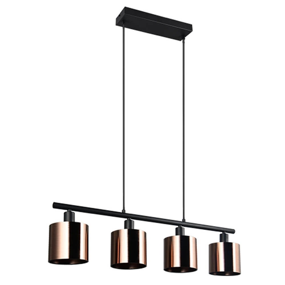 4-flammige Pendelleuchte Jason schwarz mit Kupferbronze Trio 4017807641172