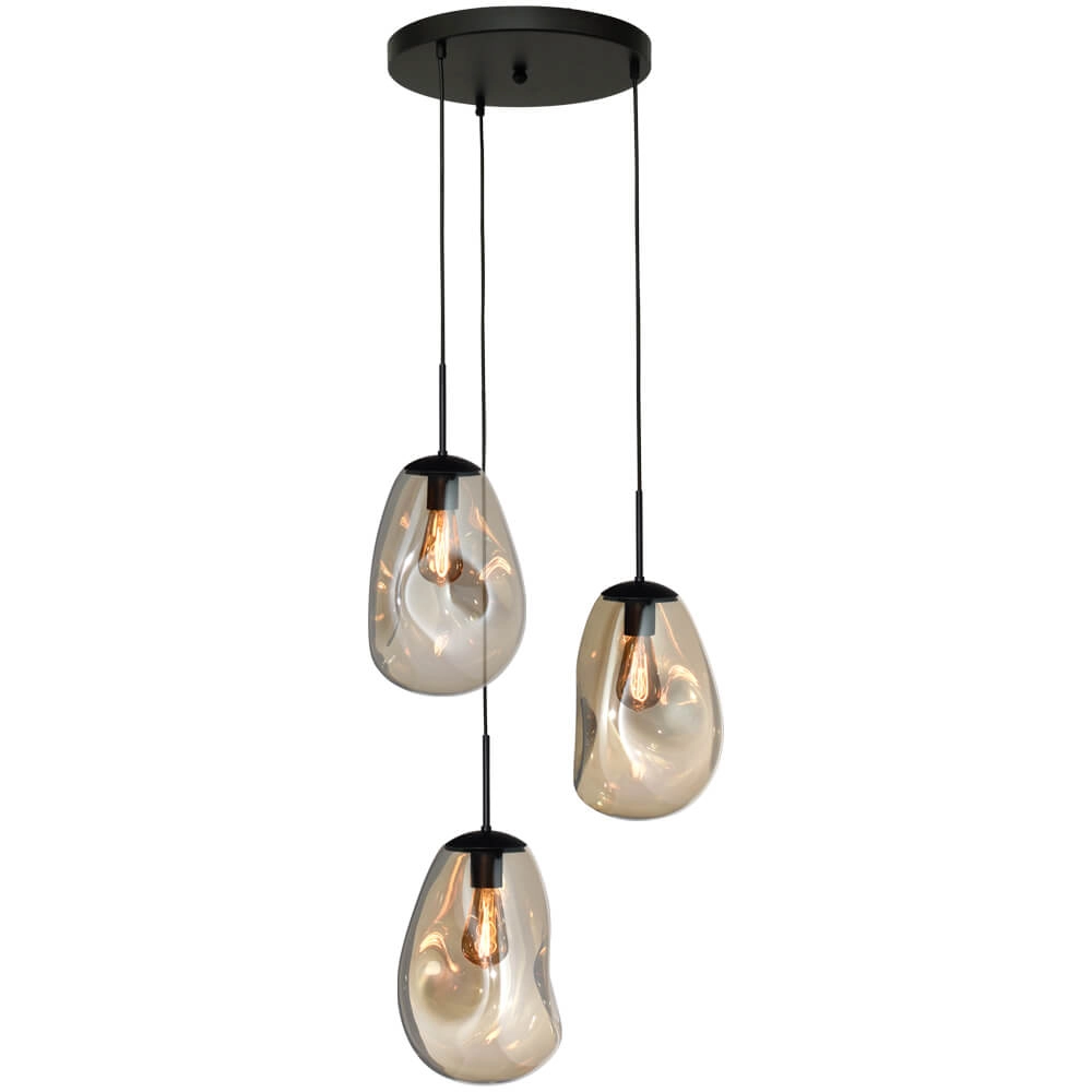 Pendelleuchte Lava 3x Goldglas Ø 22,5cm