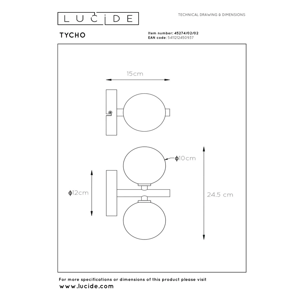 Wandlampe Tycho Gold Lucide 5411212450937