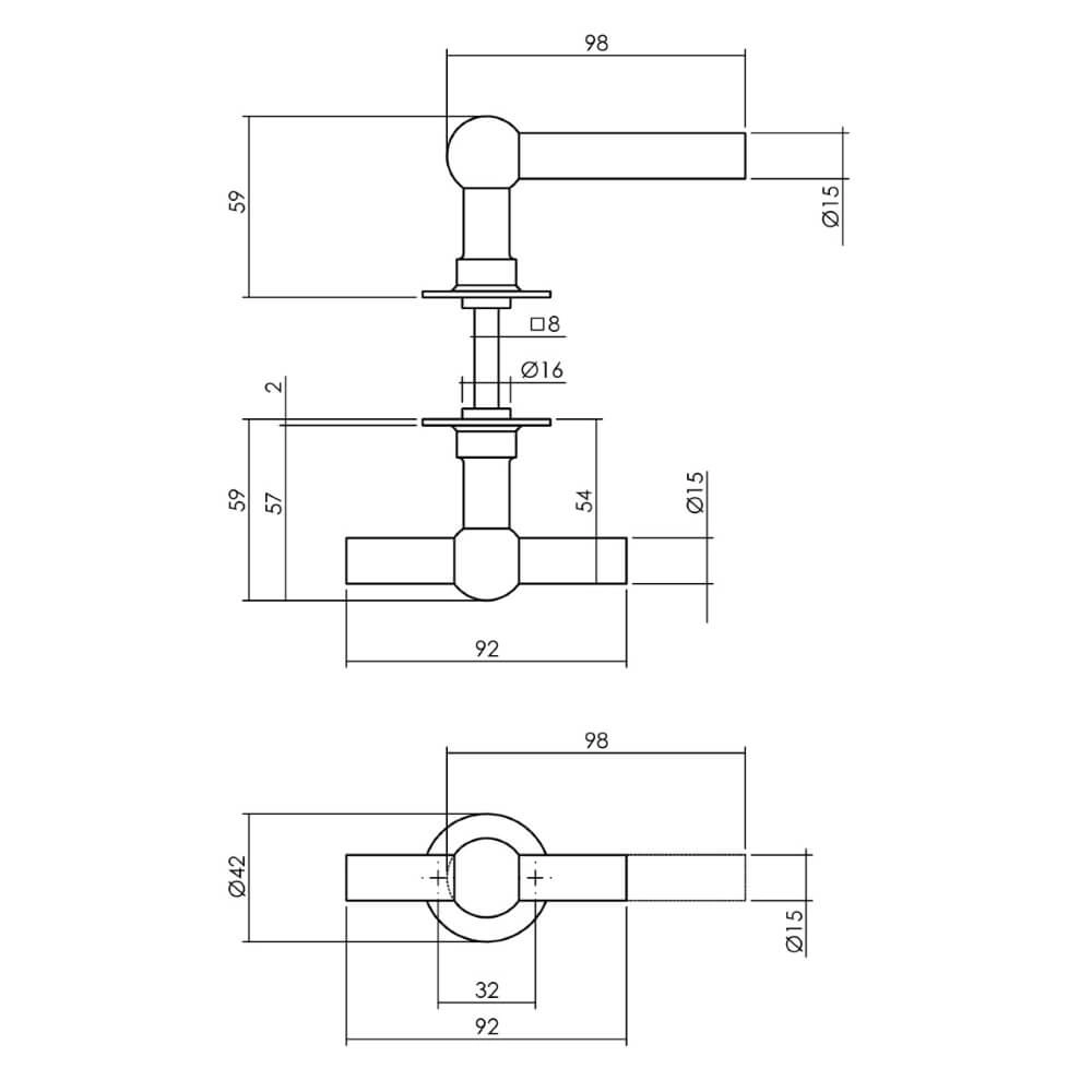 Türgriff L/T-Form Bol runde Rosette Edelstahl Intersteel 8714186557013