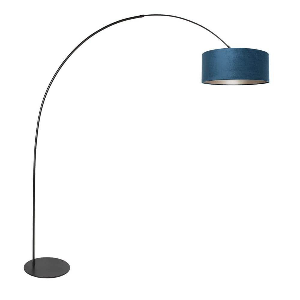 Stehlampe Curve schwarz mit blauem Schirm Ø 50cm