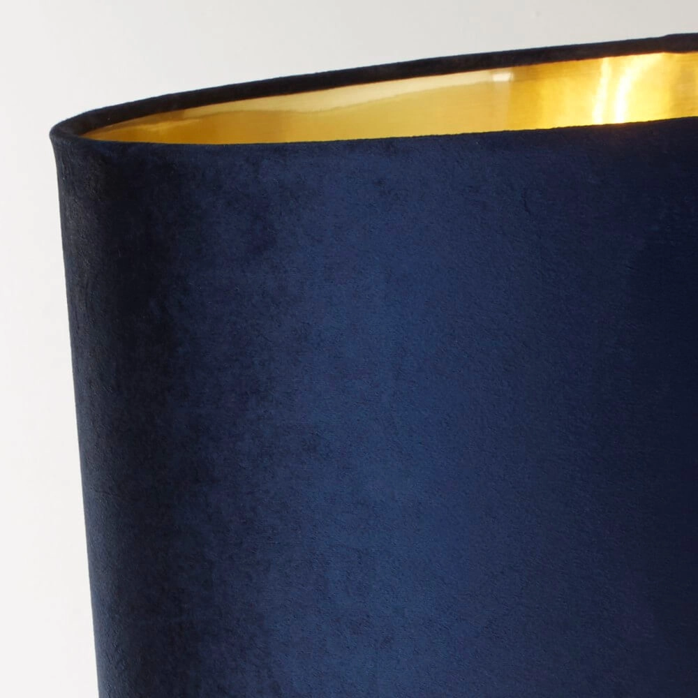 Goldene Tischlampe Whitby mit dunkelblauer Kapuze Searchlight 5053423257723