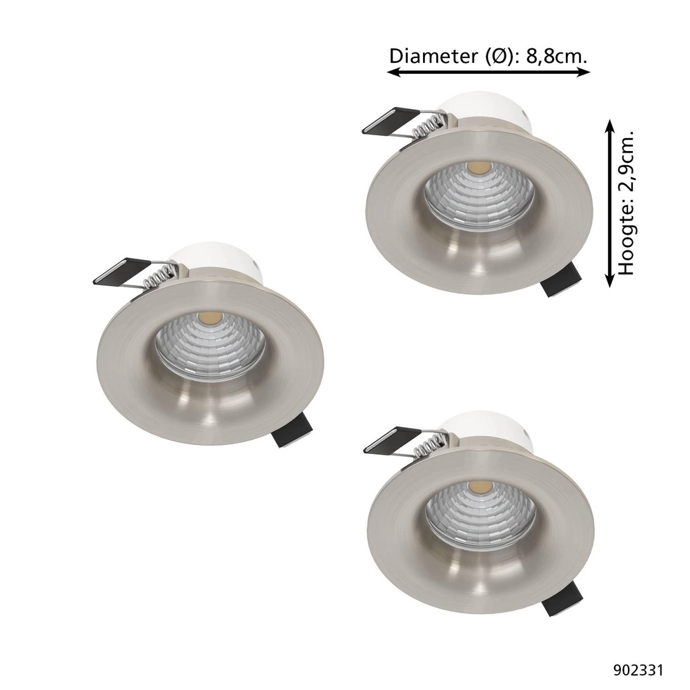 Set mit 3 Einbaustrahlern Saliceto Nickel Eglo 9008606358823