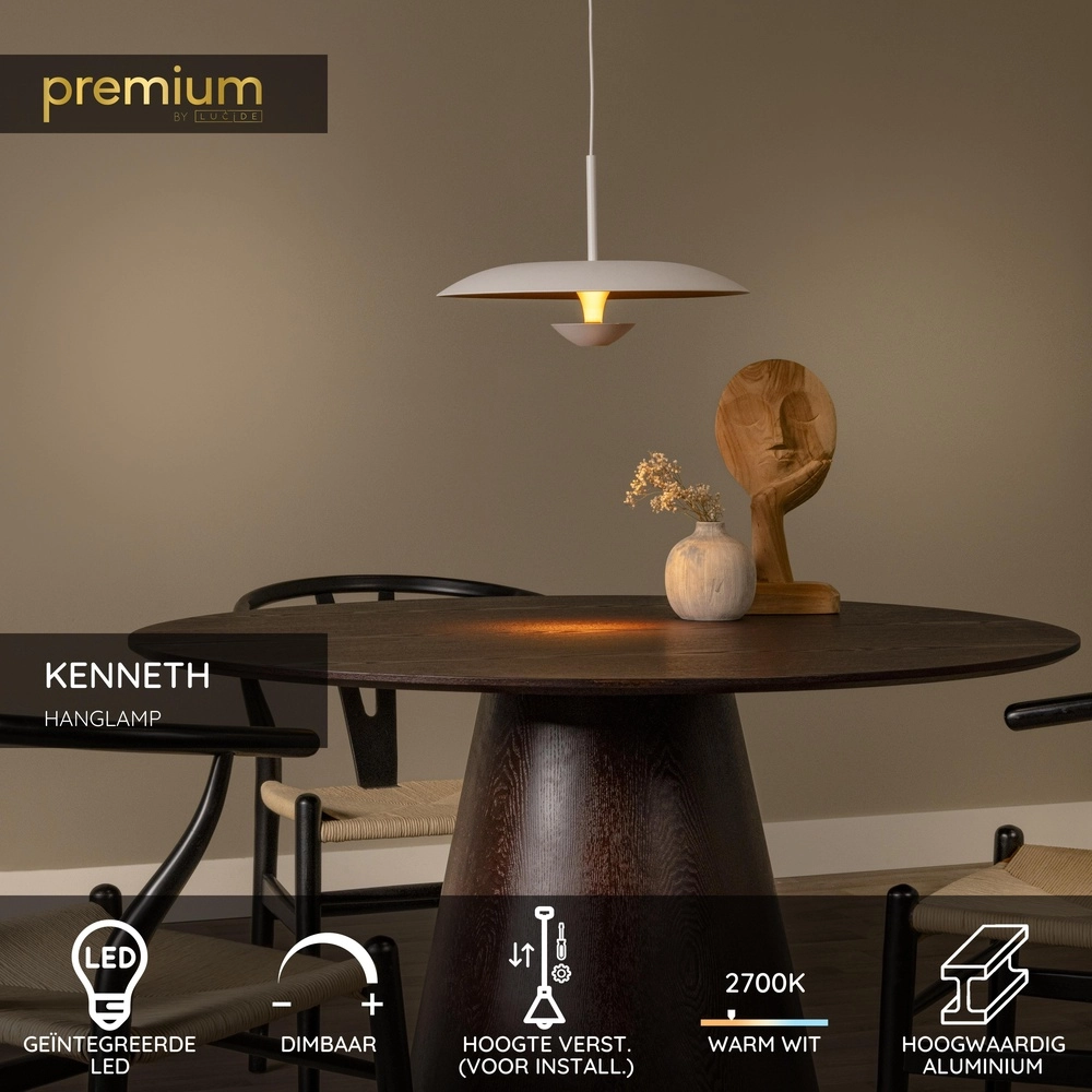 Design-Pendellampe Kenneth weiße Ø 40cm Premium by Lucide 5411212410474