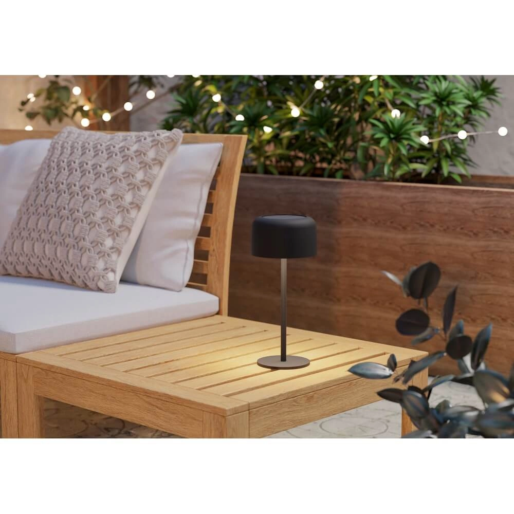 Schlanke Tischleuchte Roccanova Solar Black mit USB Eglo 9008606355037
