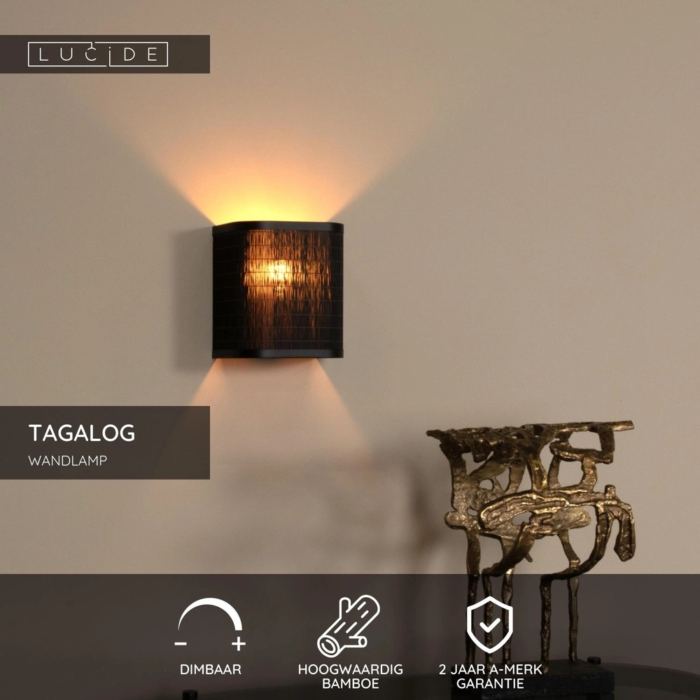 Wandlampe Tagalog Schwarz Lucide 5411212211613