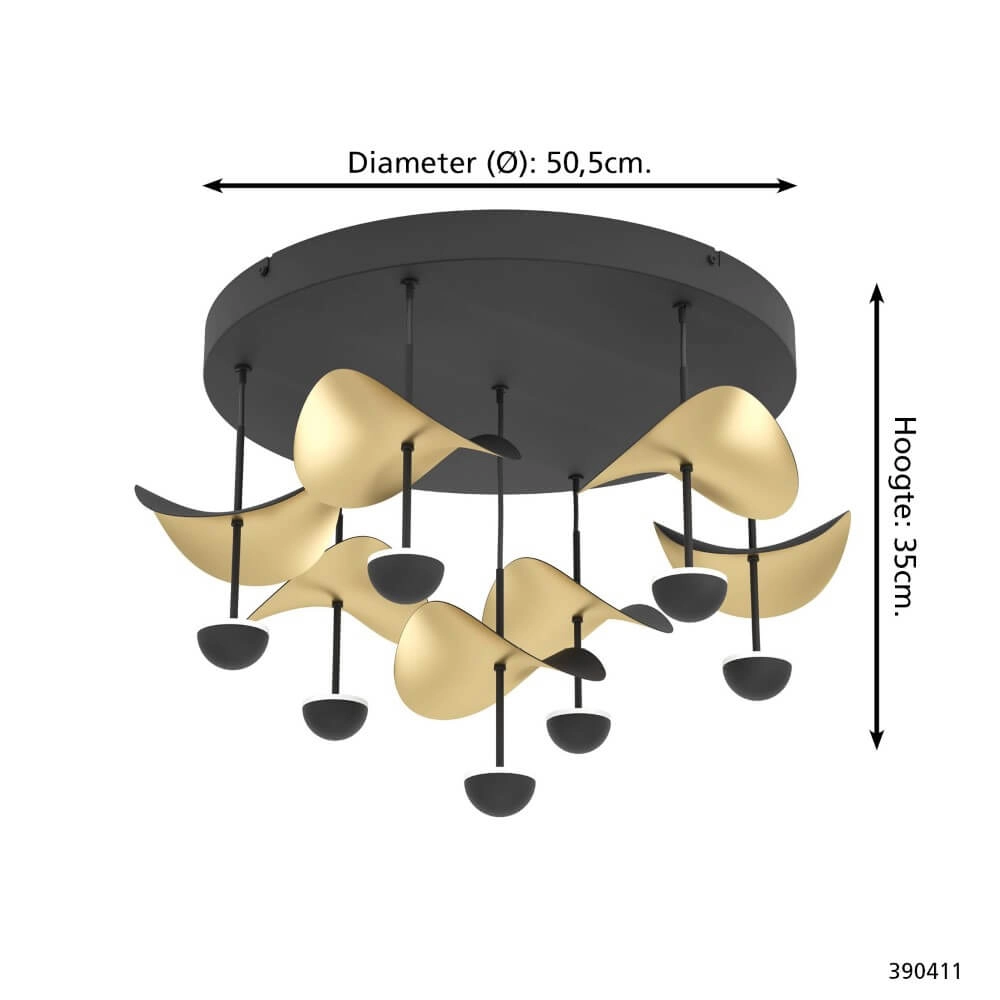 Designer-Deckenleuchte Dracera schwarz mit gold Stars of Light 9008606307098