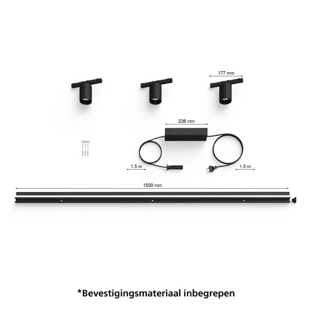 Hue Perifo - White and color 3er-Set Wandstrahler schwarz Philips 8719514407848